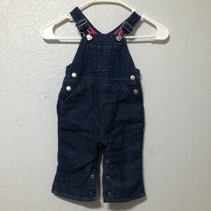 Old Navy kids Blue Denim Overalls with Pink Accents